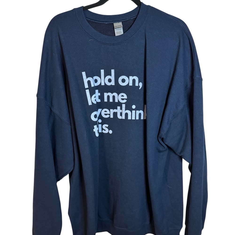 Gildan Navy Blue Sweatshirt with White Text